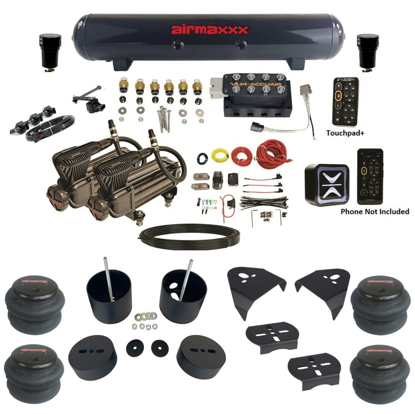 Air Ride Suspension Kit Accuair e-Level+ Pressure VU4 w/X-Series Fits 1999-06 Silverado 1500