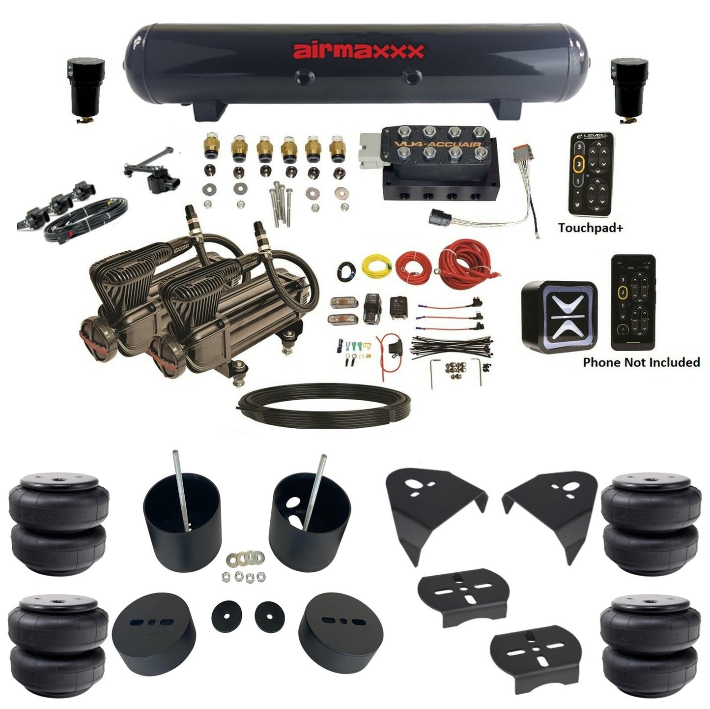 Air Ride Suspension Kit Accuair e-Level+ Pressure VU4 w/X-Series Fits 1999-06 Silverado 1500