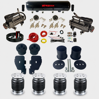 airmaxxx Black 3/8" Manual Air Suspension Kit DLOE Valves Fits 1965–70 Impala