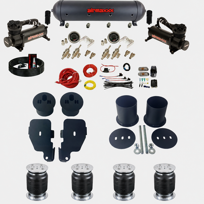 airmaxxx Black 3/8" Manual Air Suspension Kit DLOE Valves Fits 1965–70 Impala