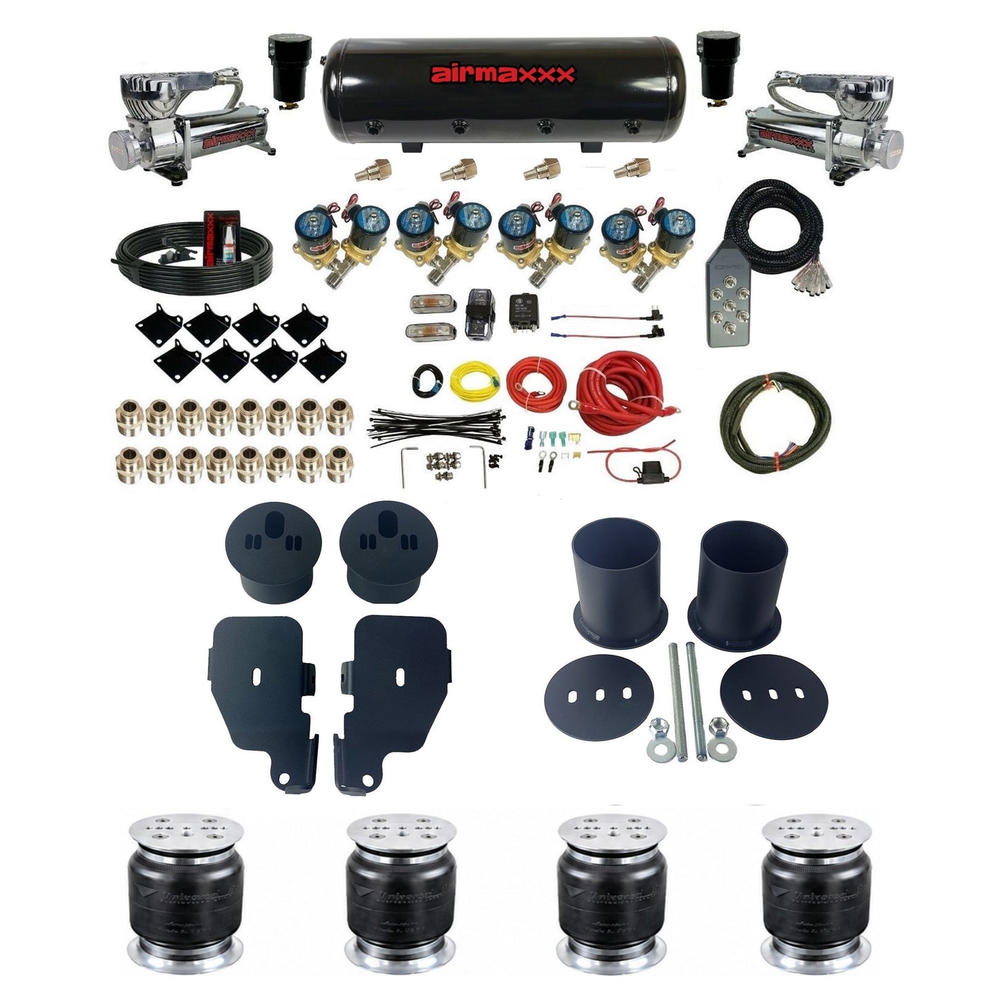 Chrome Complete FAST BAG 1/2" airmaxxx Air Suspension Kit Fits 1965-70 Impala