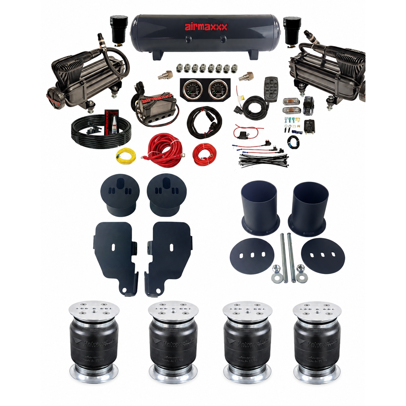 Complete 3/8" Air Suspension Kit Manifold Black 480 Fits 1965-70 Impala