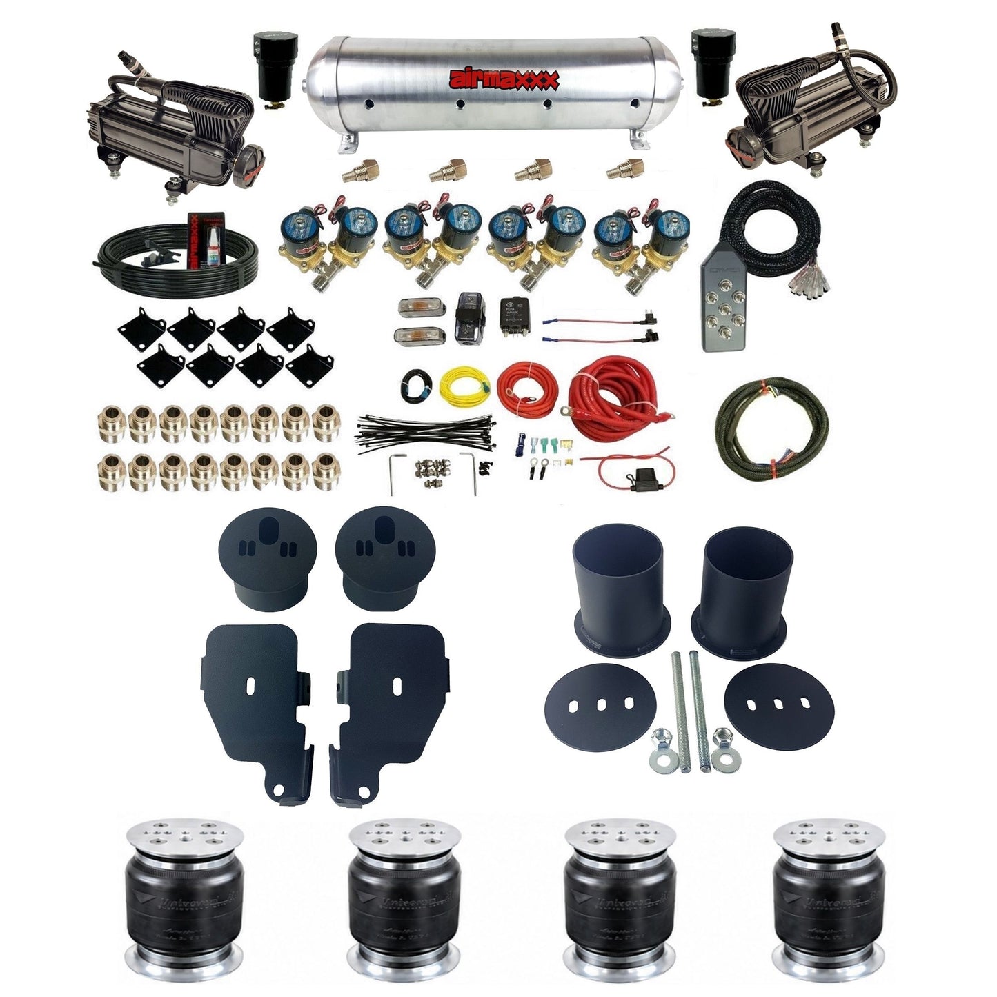 Chrome Complete FAST BAG 1/2" airmaxxx Air Suspension Kit Fits 1965-70 Impala