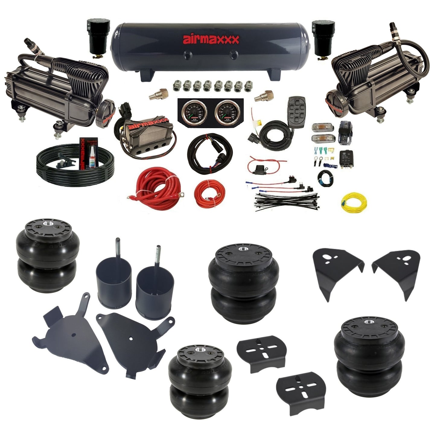 Complete Air Suspension Kit 3/8" Manifold Bags Blk 480 Fits 1982-05 S10 2wd