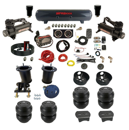 airmaxxx 3/8" X4 Manifold Air Ride suspension Kit Fits 2007-14 Chevy 07-14 Tahoe, Suburban, Avalanche