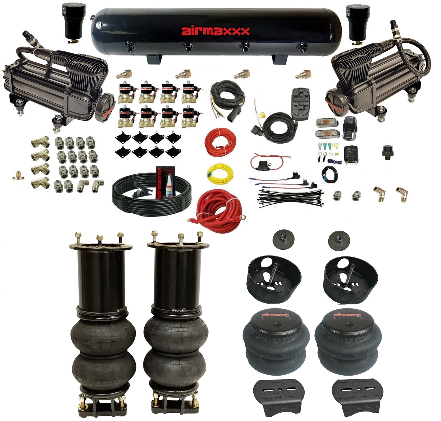 Complete 3/8" Fast Bag Air Suspension Kit For Chevy 07-14 Tahoe, Suburban, Avalanche