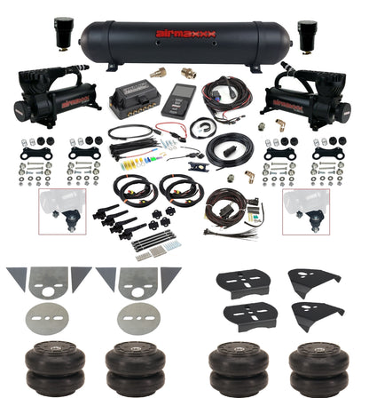 3/8 Suspension Kit 3H Air Lift 27695 w/Black 580 Compressors Fits Import Torsion Key Mini Trucks