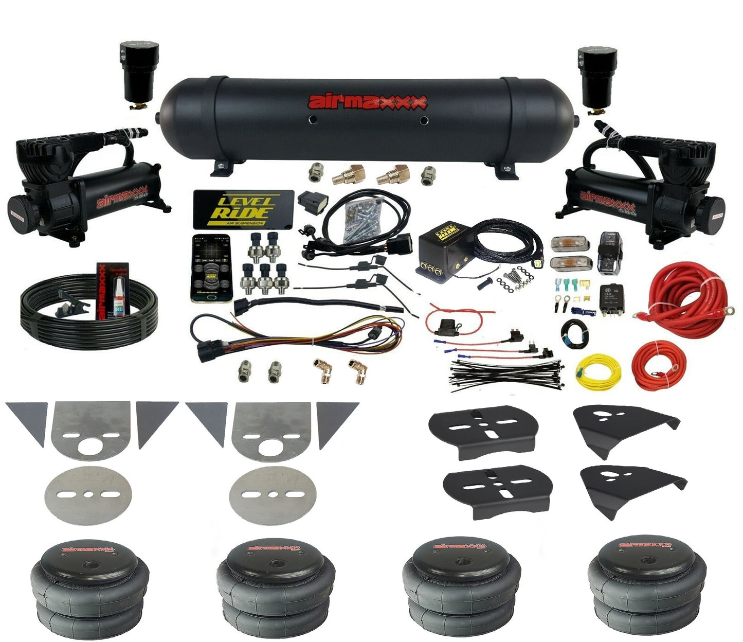 Air Suspension Level Ride Pressure Only Kit w/Black 580 Fits Torsion Bar Import Mini Trucks