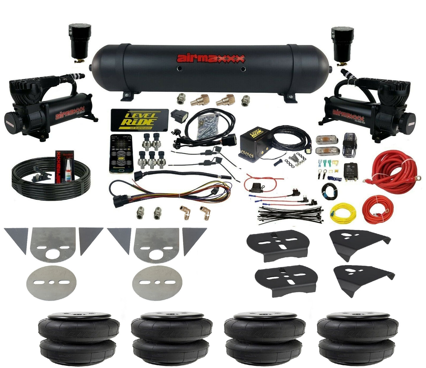 Air Suspension Level Ride Pressure Only Kit w/Black 580 Fits Torsion Bar Import Mini Trucks