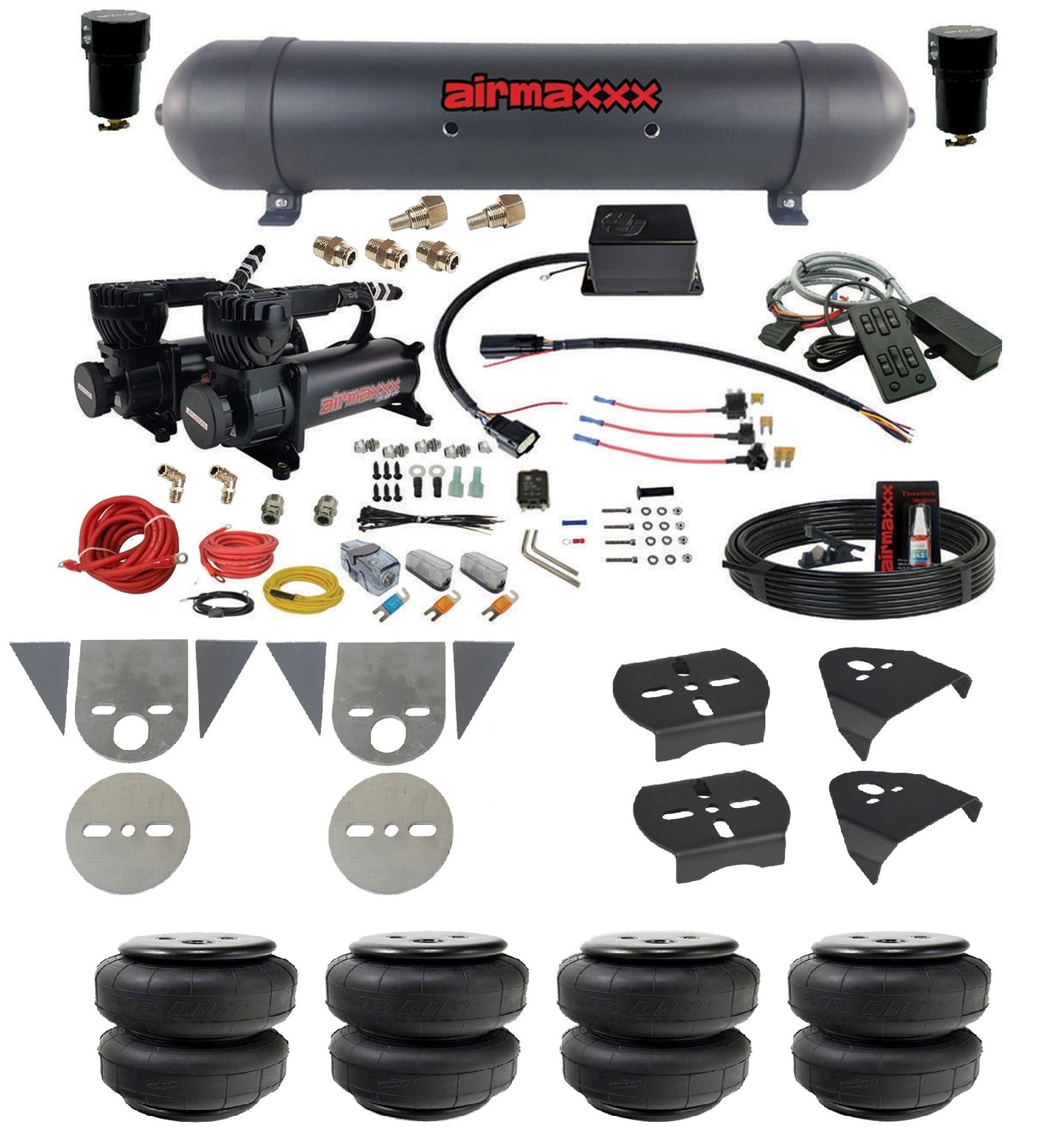 Air Suspension Kit Slam Manifold 580 Black Air Tank Fits Import Torsion Key Mini Trucks