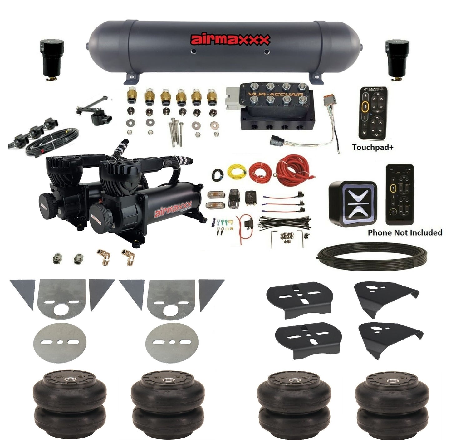 Air Ride Suspension Kit Accuair e-Level+ Height+ VU4 w/X-Series Fits Import Torsion Key Mini Trucks