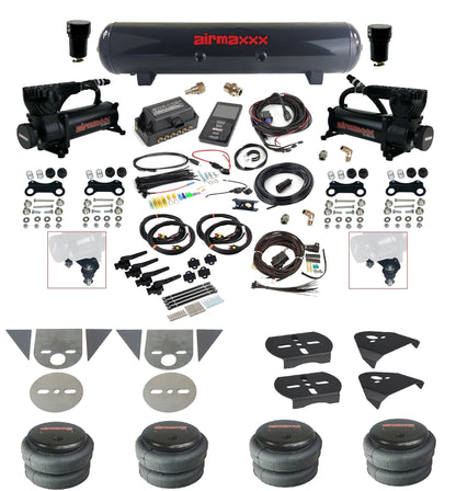 3/8 Suspension Kit 3H Air Lift 27695 w/Black 580 Compressors Fits Import Torsion Key Mini Trucks