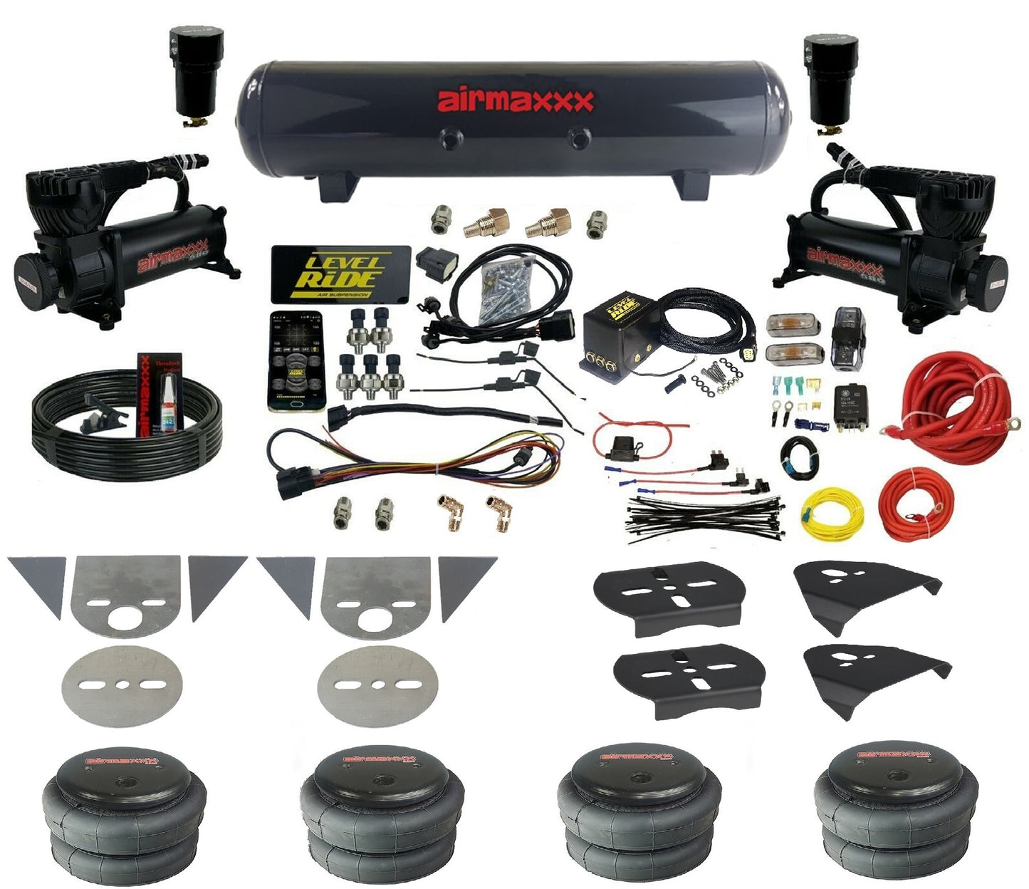 Air Suspension Level Ride Pressure Only Kit w/Black 580 Fits Torsion Bar Import Mini Trucks