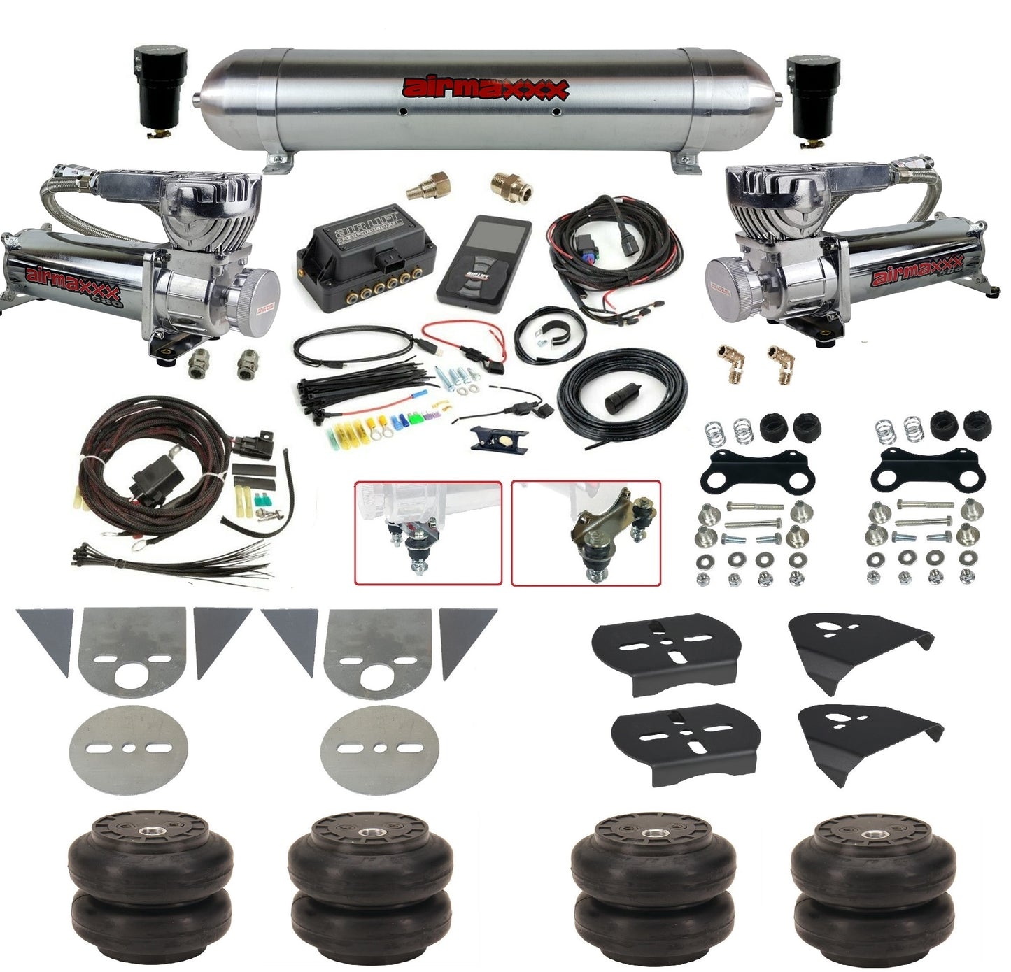 Complete 27685 Air Lift 3P Chrome 580 Air Suspension Kit Fits Torsion Key Import Mini Trucks