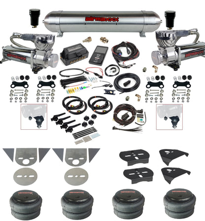 3/8 Suspension Kit 3H Air Lift 27695 w/Chrome 580 Compressors Fits Import Torsion Key Mini Trucks