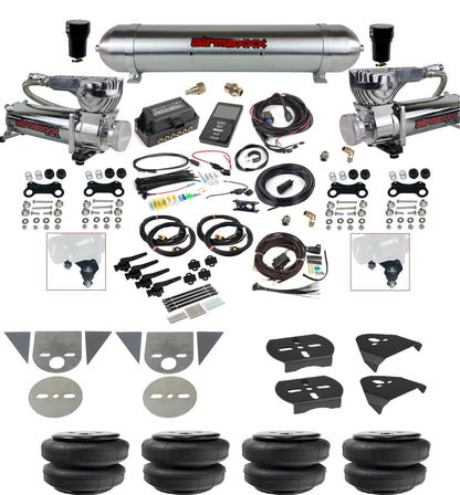 3/8 Suspension Kit 3H Air Lift 27695 w/Chrome 580 Compressors Fits Import Torsion Key Mini Trucks