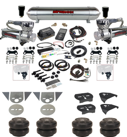 3/8 Suspension Kit 3H Air Lift 27695 w/Chrome 580 Compressors Fits Import Torsion Key Mini Trucks