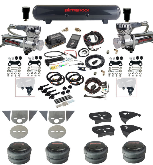 3/8 Suspension Kit 3H Air Lift 27695 w/Chrome 580 Compressors Fits Import Torsion Key Mini Trucks