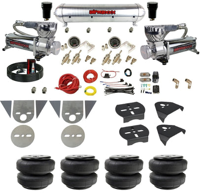 3/8" Manual Air Suspension Kit w/Chrome 480 Compressors Fits Torsion Bar Mini Trucks