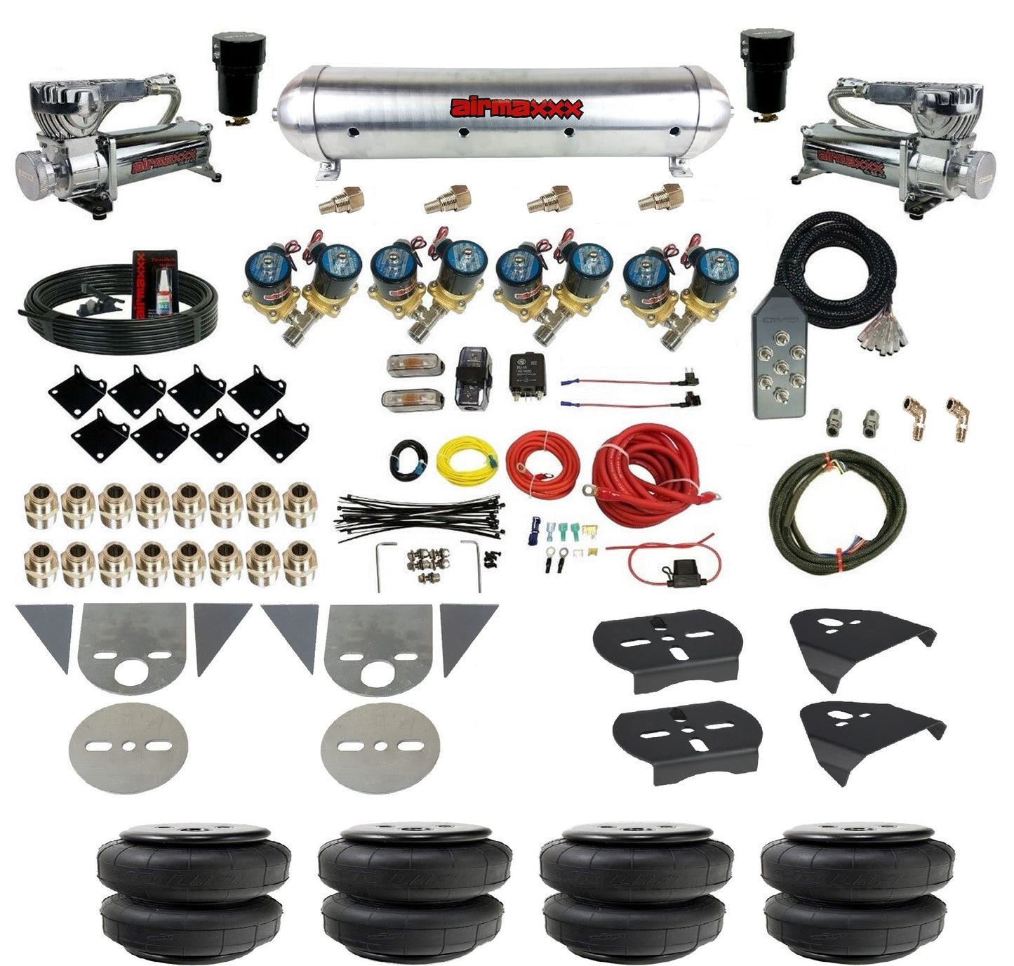 Complete 1/2" Air Suspension Kit 8 Gallon Tank Fits Torsion Key Mini Trucks