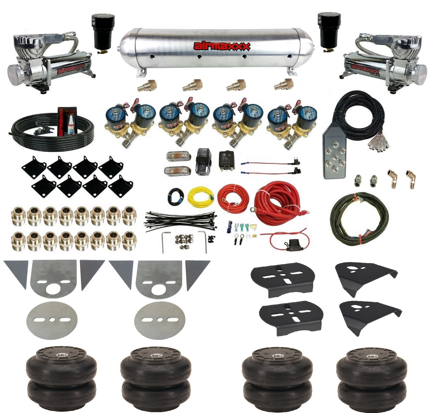 Complete 1/2" Air Suspension Kit 8 Gallon Tank Fits Torsion Key Mini Trucks