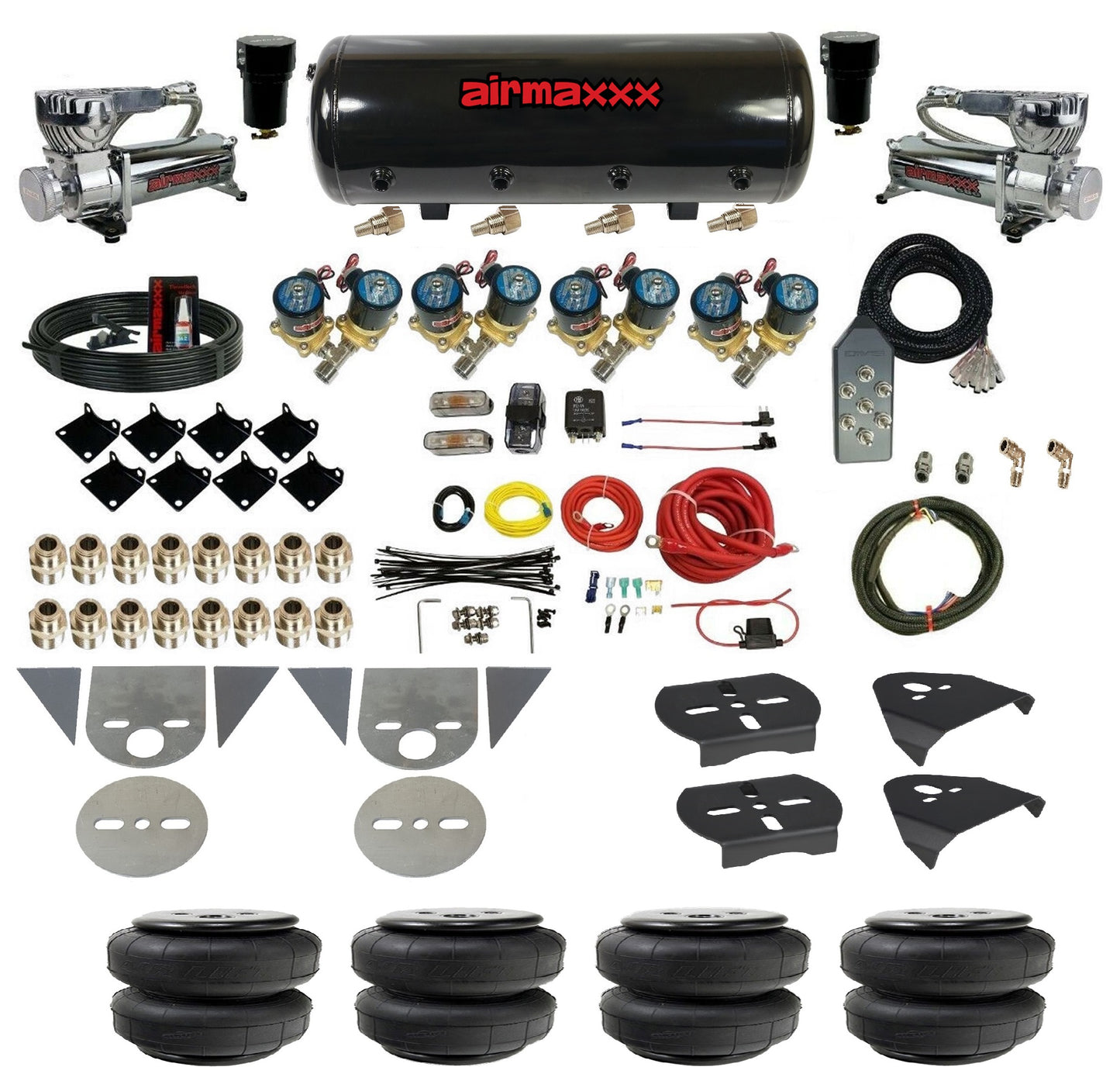 Complete 1/2" Air Suspension Kit 8 Gallon Tank Fits Torsion Key Mini Trucks