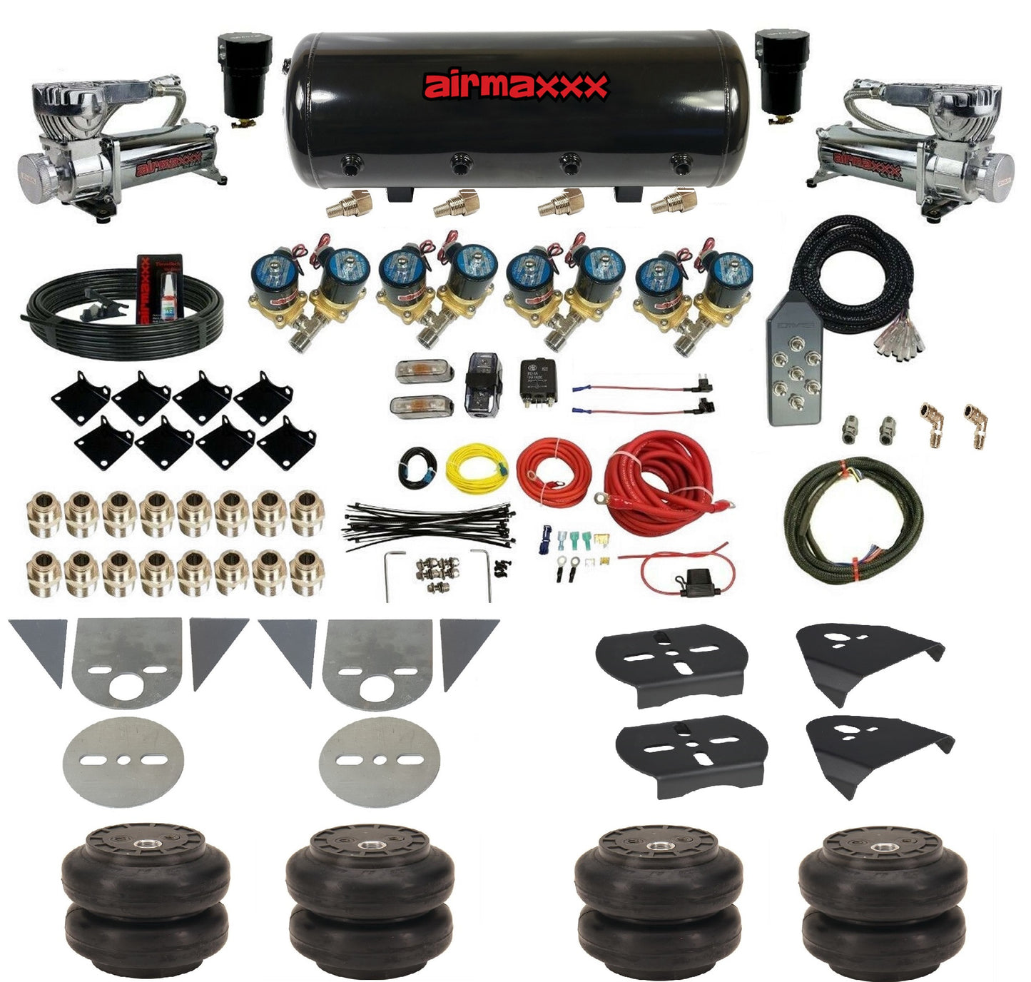 Complete 1/2" Air Suspension Kit 8 Gallon Tank Fits Torsion Key Mini Trucks