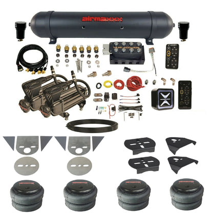 All Black Air Suspension Kit w/Accuair E+ Connect & VU4 Pressure Presets Fits Import Torsion Key Mini Trucks