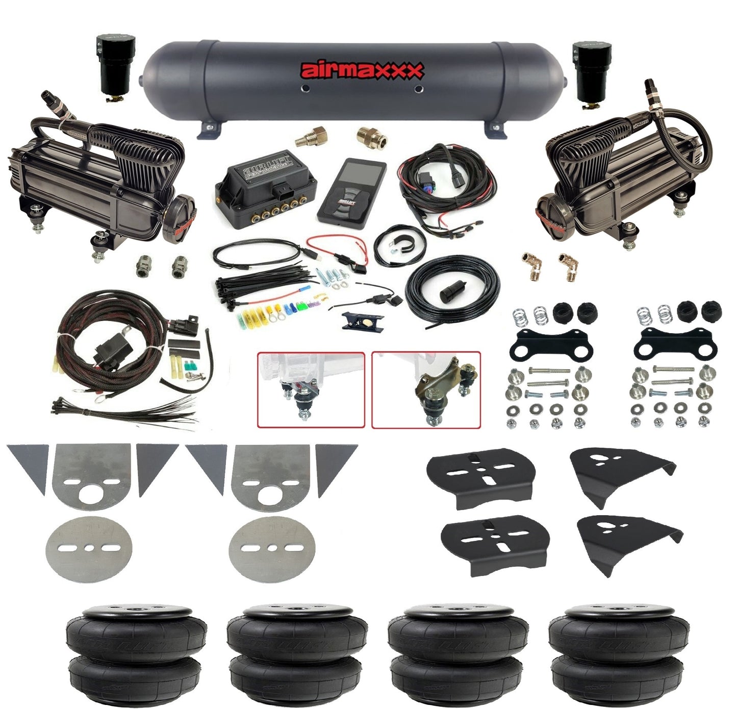 Complete 27685 Air Lift 3P Black 580 Air Suspension Kit Fits Torsion Key Import Mini Trucks