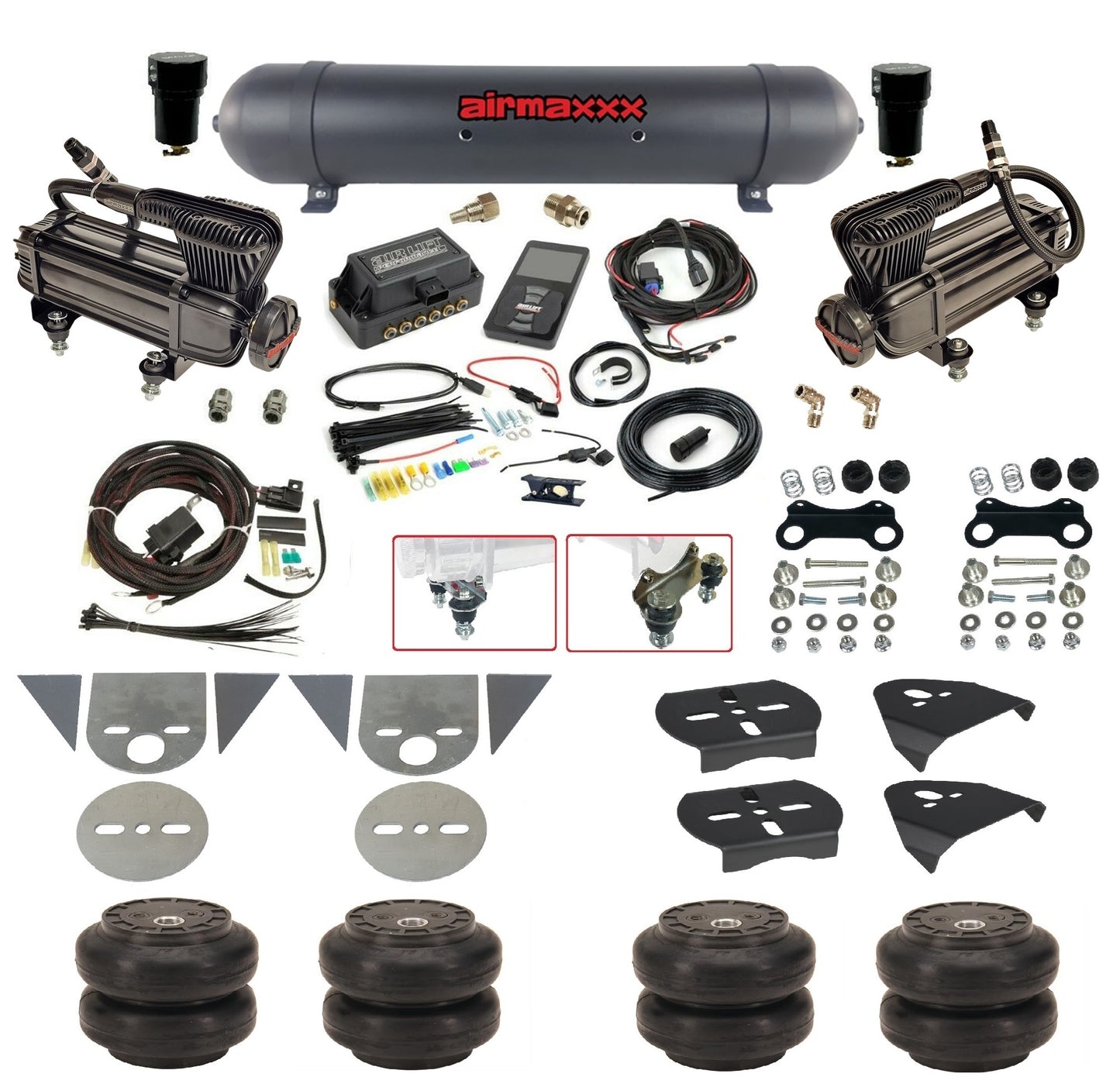 Complete 27685 Air Lift 3P Black 580 Air Suspension Kit Fits Torsion Key Import Mini Trucks