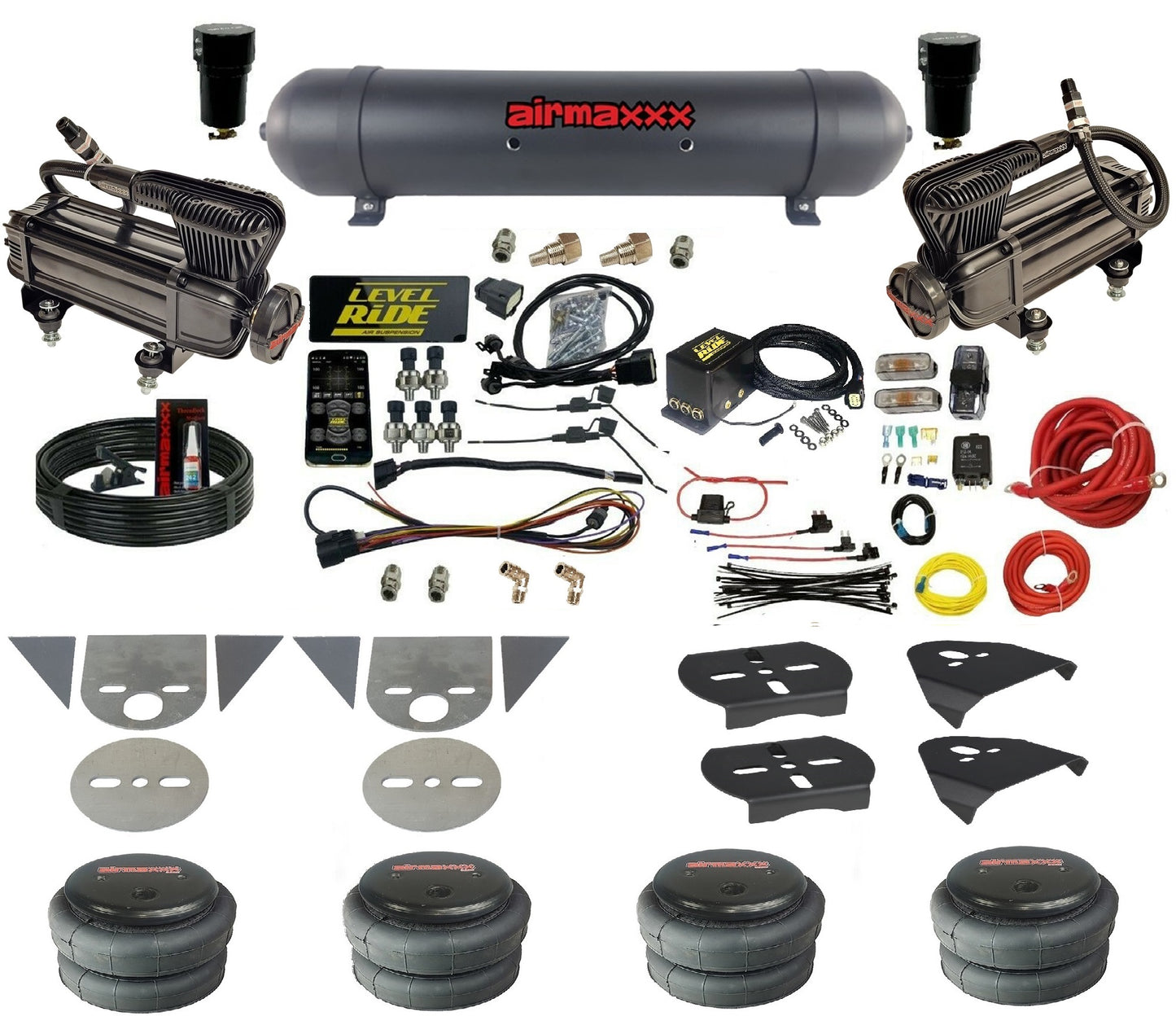 Air Suspension Level Ride Pressure Only Kit w/Black 580 Fits Torsion Bar Import Mini Trucks