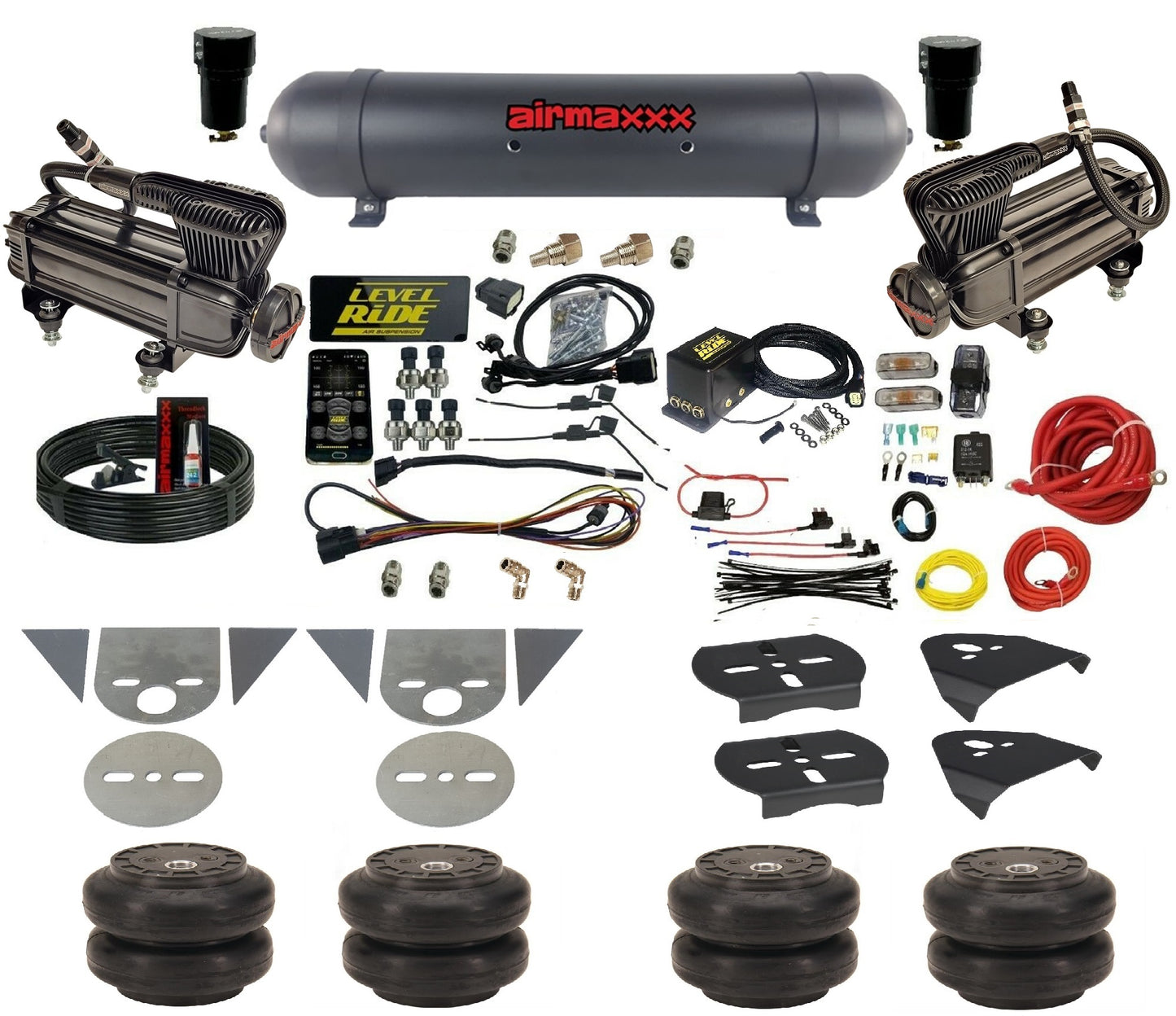 Air Suspension Level Ride Pressure Only Kit w/Black 580 Fits Torsion Bar Import Mini Trucks