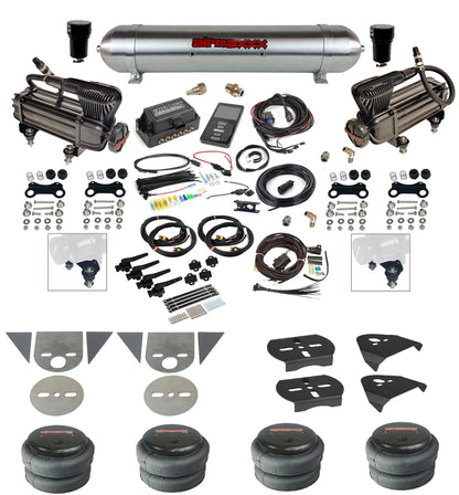 3/8 Suspension Kit 3H Air Lift 27695 w/Chrome 580 Compressors Fits Import Torsion Key Mini Trucks