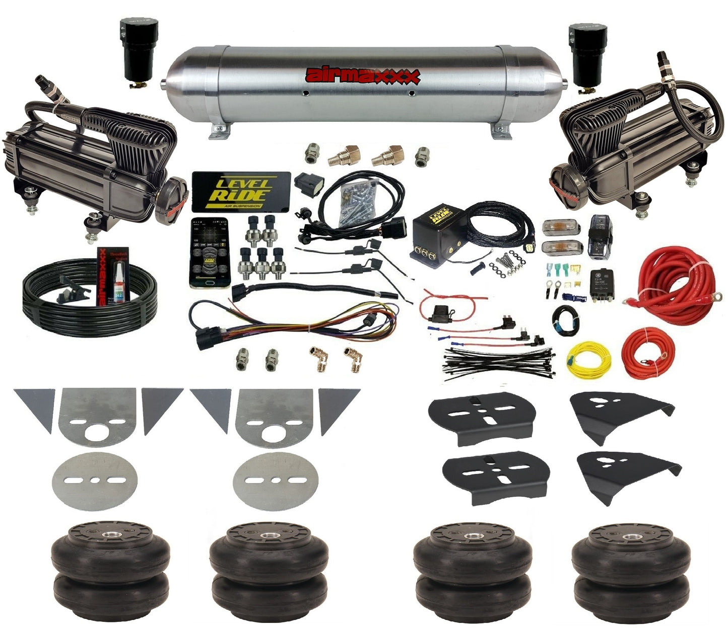 Air Suspension Level Ride Pressure Only Kit w/Chrome 580 Fits Torsion Bar Import Mini Trucks