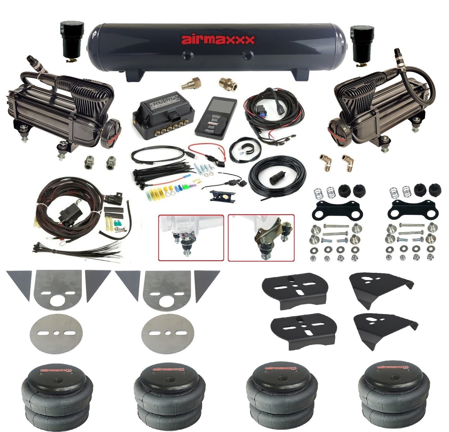 Complete 27685 Air Lift 3P Black 580 Air Suspension Kit Fits Torsion Key Import Mini Trucks