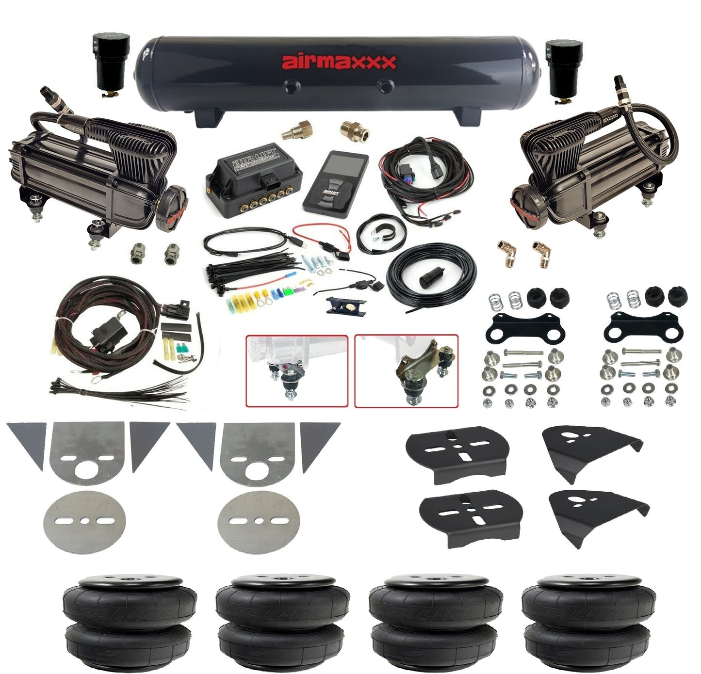 Complete 27685 Air Lift 3P Black 580 Air Suspension Kit Fits Torsion Key Import Mini Trucks