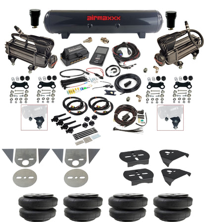 3/8 Suspension Kit 3H Air Lift 27695 w/Black 580 Compressors Fits Import Torsion Key Mini Trucks