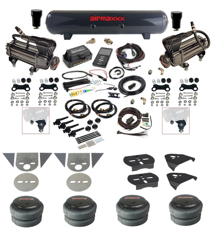 3/8 Suspension Kit 3H Air Lift 27695 w/Chrome 580 Compressors Fits Import Torsion Key Mini Trucks