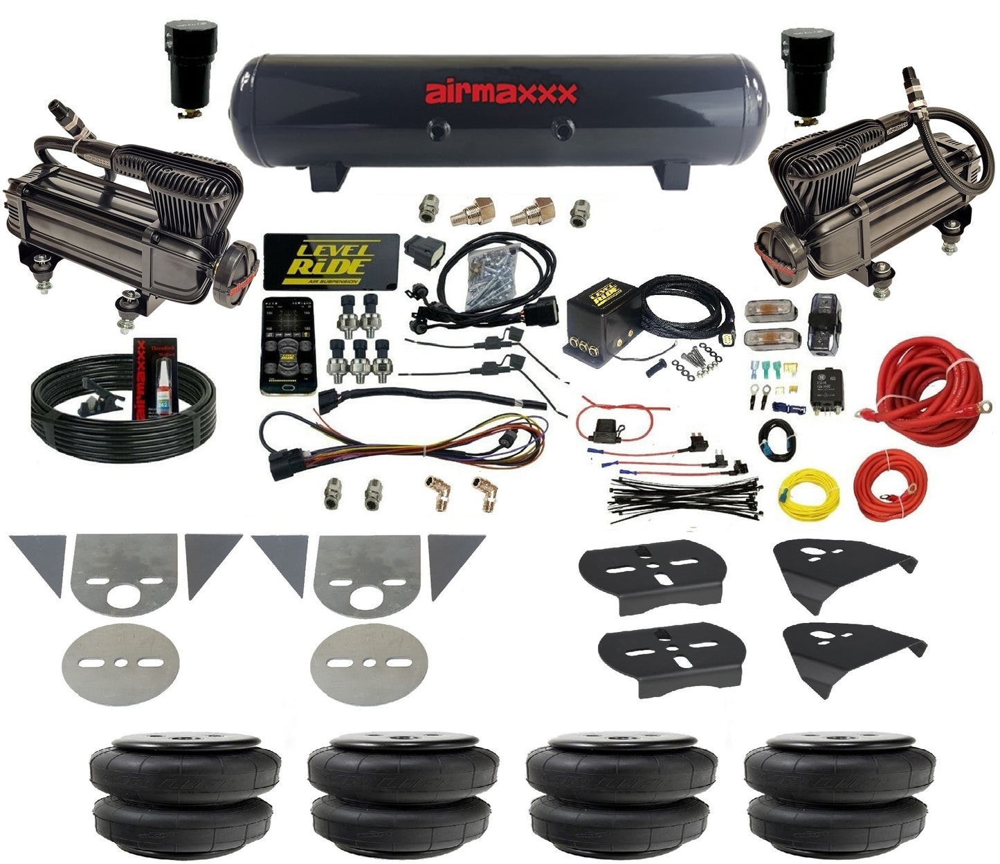 Air Suspension Level Ride Pressure Only Kit w/Black 580 Fits Torsion Bar Import Mini Trucks