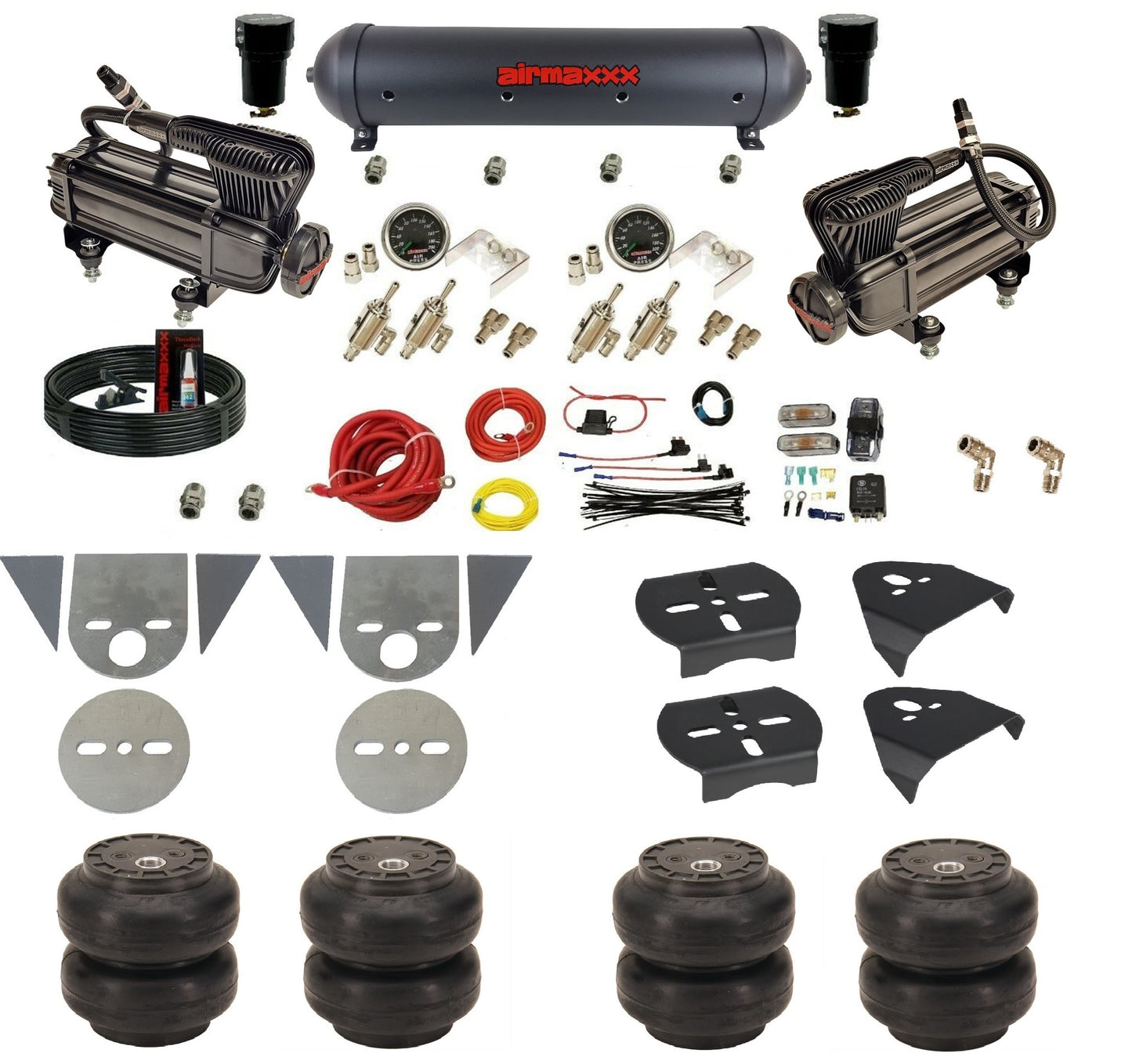 3/8" Manual Air Suspension Kit w/Black 480 Compressors Fits Torsion Bar Mini Trucks