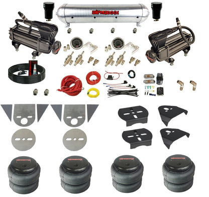 3/8" Manual Air Suspension Kit w/Chrome 480 Compressors Fits Torsion Bar Mini Trucks