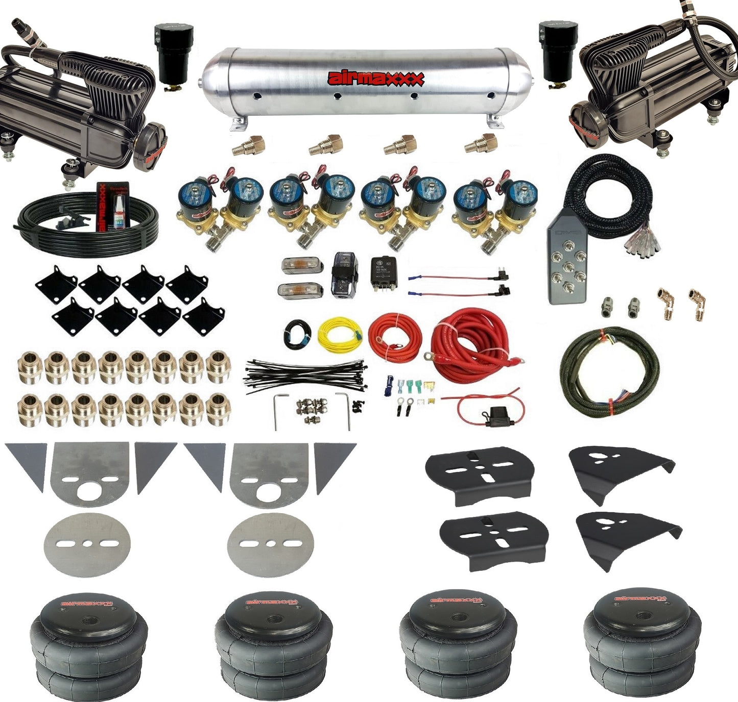 Complete 1/2" Air Suspension Kit 8 Gallon Tank Fits Torsion Key Mini Trucks