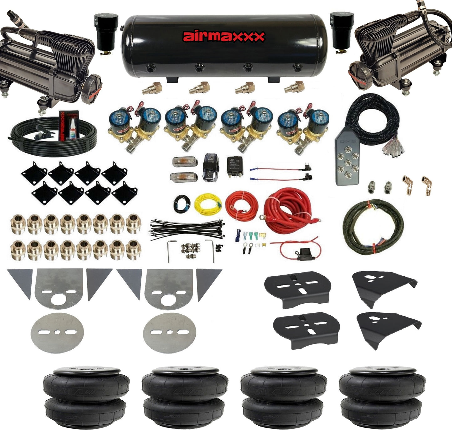 Complete 1/2" Air Suspension Kit 8 Gallon Tank Fits Torsion Key Mini Trucks