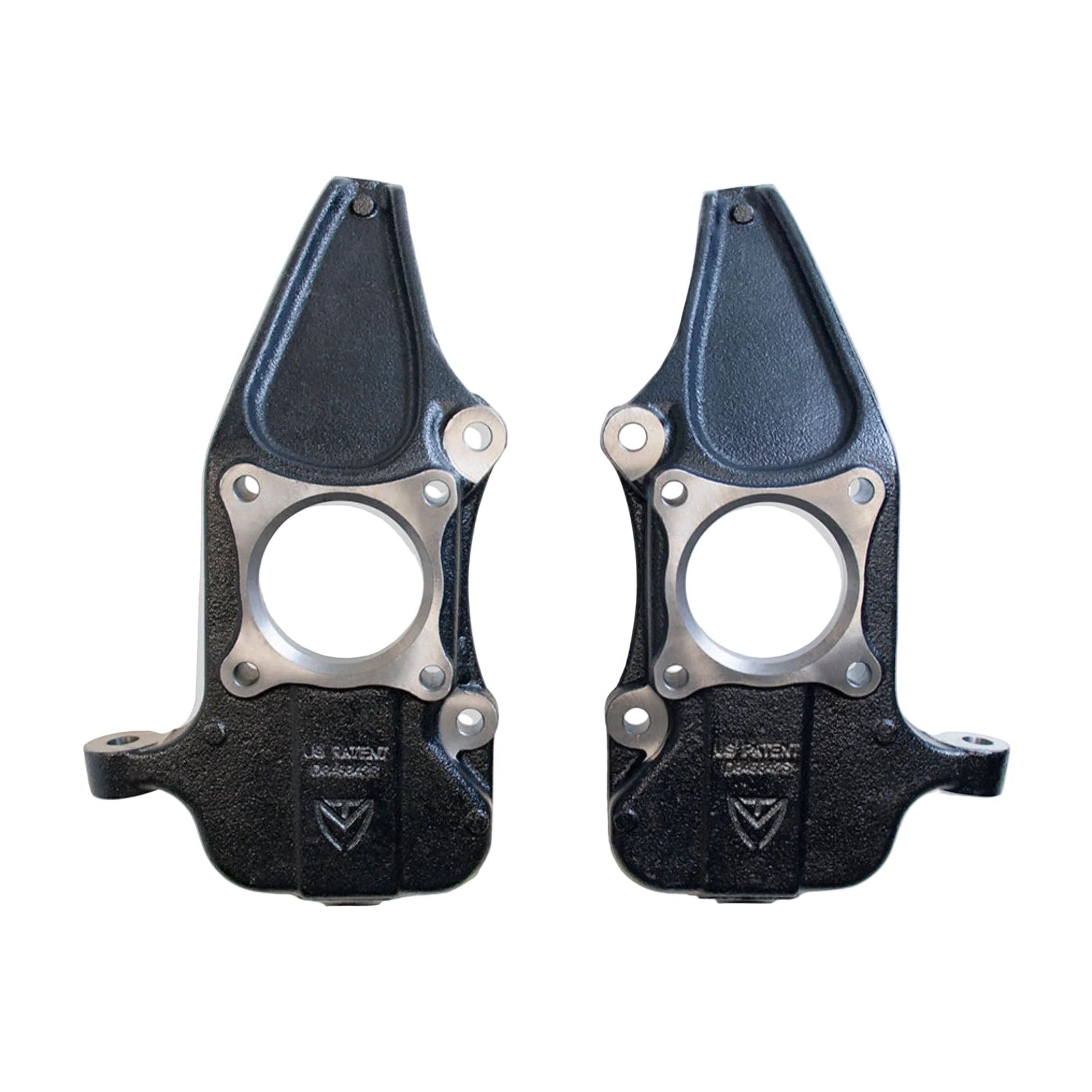 2015-2020 F150 2WD 4WD front drop spindle pair | MaxTrac black E-coated F-150 lowering spindles | Ford F-150 drop spindles for 22 inch aftermarket wheels | Ford F150 lowring spindel suspention upgrade