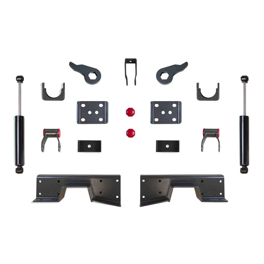 1999-2006 GM 1500 4WD flip kit shackles and C-notch | MaxTrac 2000LL-4 rear shocks and torsion keys | 2004-2006 Silverado Sierra 2WD torsion bar lowering kit | 2007 Classic Silverado Sierra 3/5 lowering suspension components