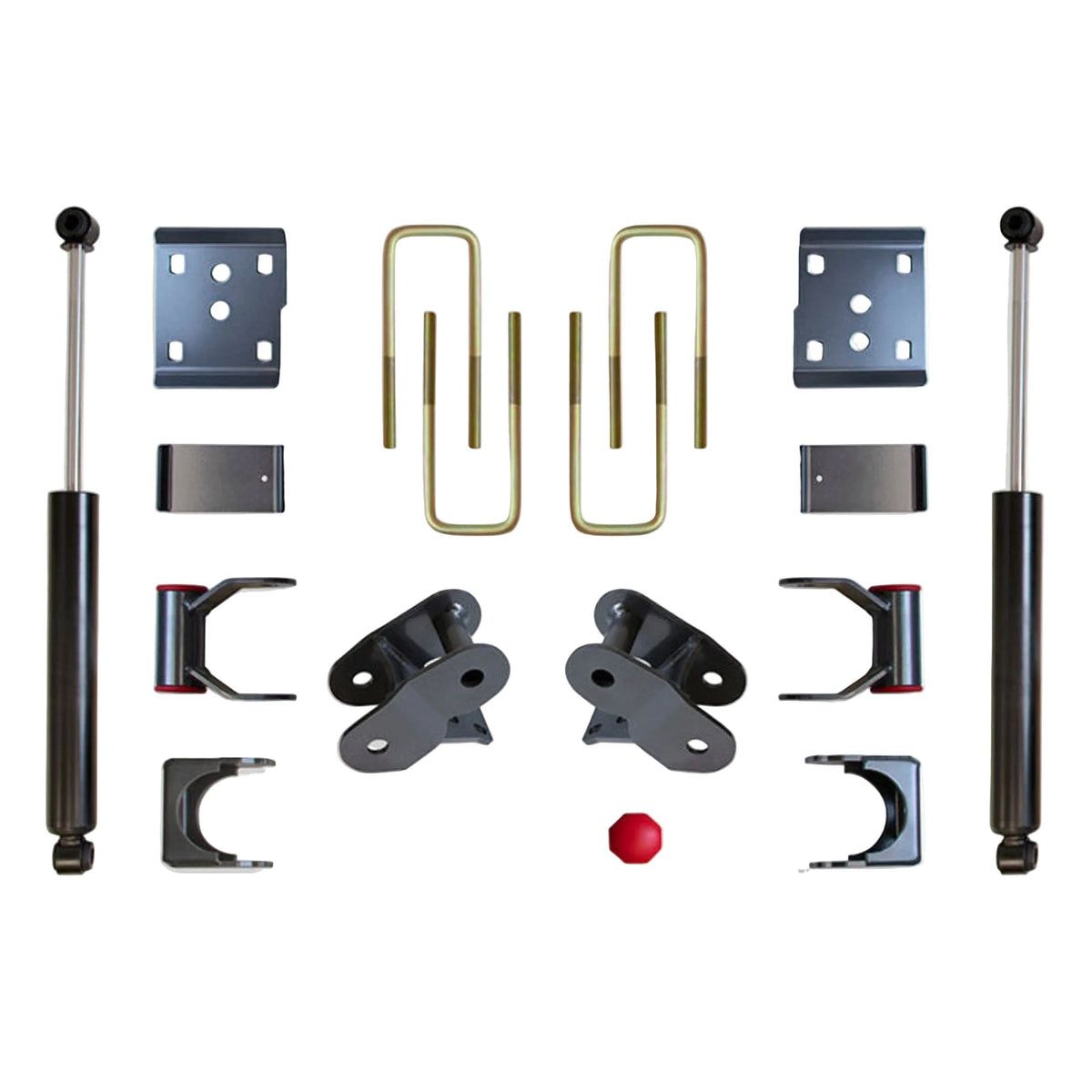 2015-2026 Ford F-150 rear drop box kit | MaxTrac F-150 flip kit with hangers and shackles | Ford F-150 lowering kit with 2650LL-9 rear shocks | MaxTrac 203230 4WD rear suspension kit with bump stops