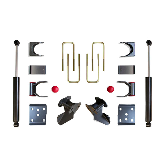 2009-2014 Ford F-150 2WD 3 inch rear drop | 2009-2014 F-150 4WD 4 inch lowering kit | MaxTrac F-150 flip kit with hangers and shackles | MaxTrac 203430 kit with 2400LL-9 rear shocks