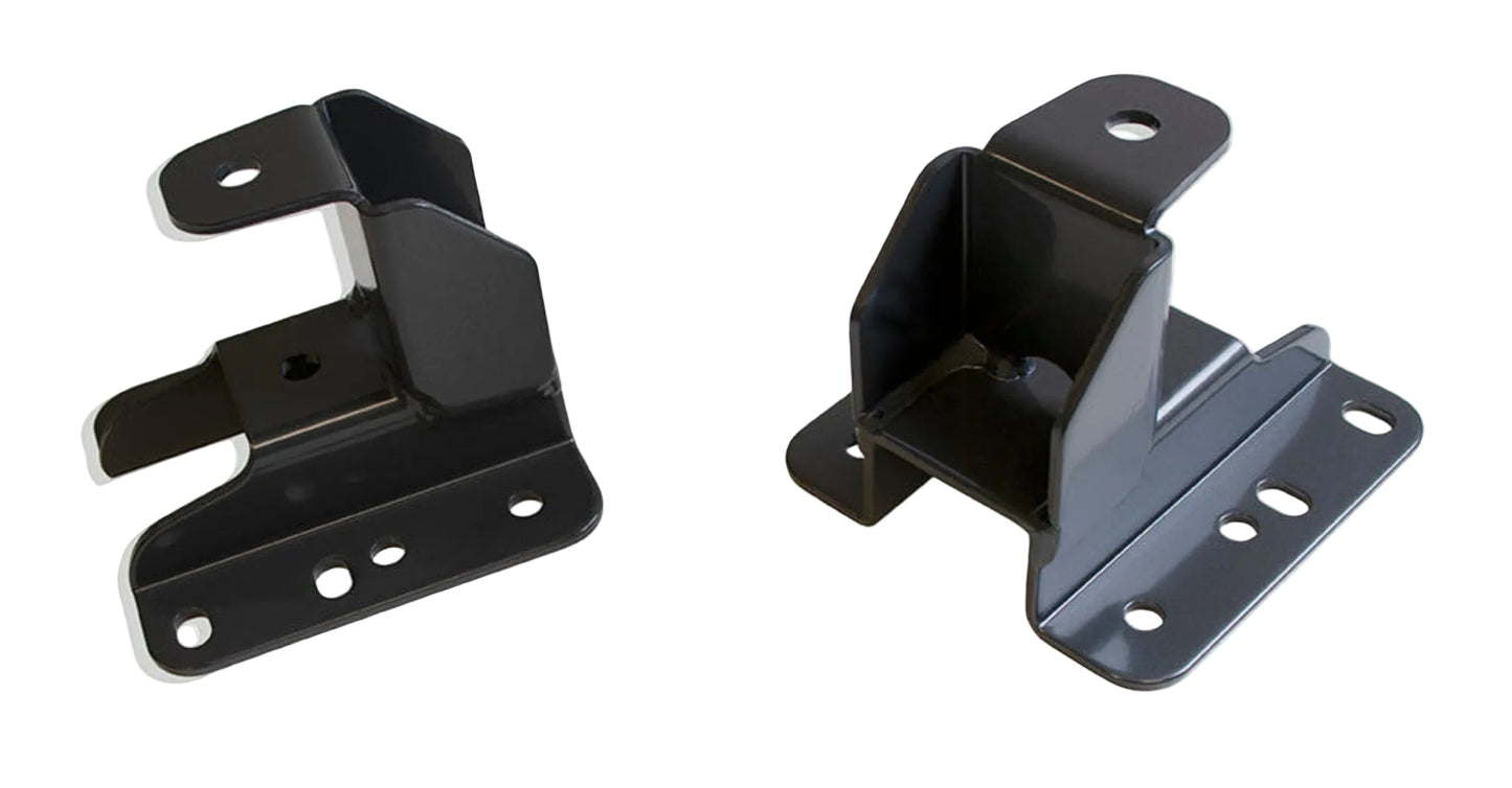 2007-2018 GM 1500 1 to 2 inch rear lift | MaxTrac leaf spring hangers for rear flip kit | Silverado Sierra steel rear suspension hanger pair | MaxTrac 3013RH grey powder coated lift hangers