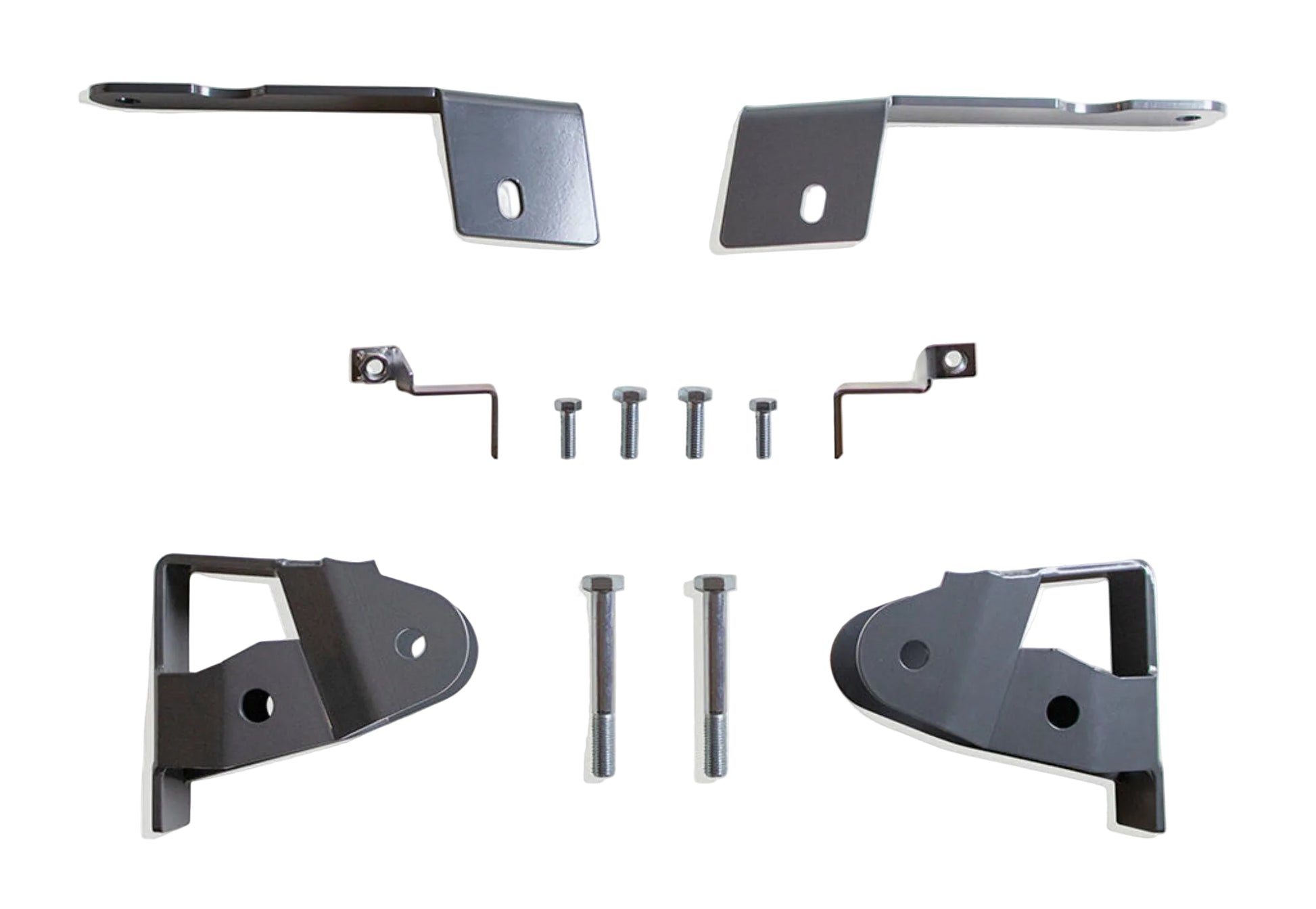2019-2026 GM 1500 flip kit hanger set | MaxTrac front leaf spring lift hangers with support brackets | Silverado Sierra steel rear suspension hanger kit | MaxTrac 3019RH USA made grey powder coated lift hangers