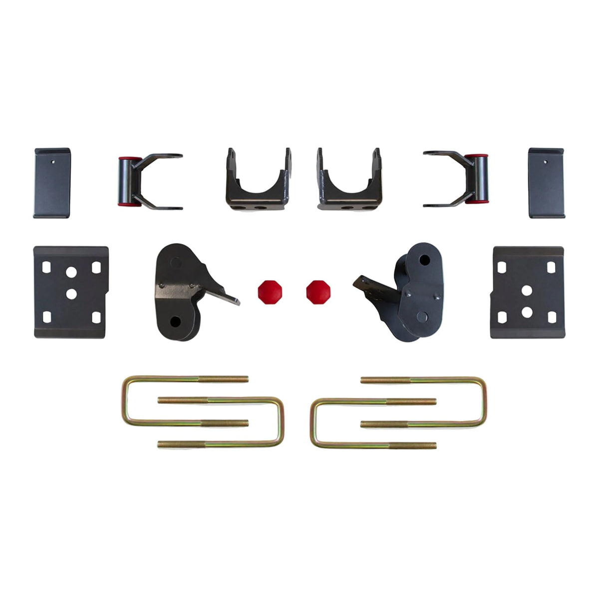 2015-2026 Ford F-150 axle relocation lowering kit | MaxTrac F-150 flip kit with hangers and shackles | Ford F-150 rear lowering kit with spring plates and bump stops | MaxTrac 303230 steel rear suspension flip components